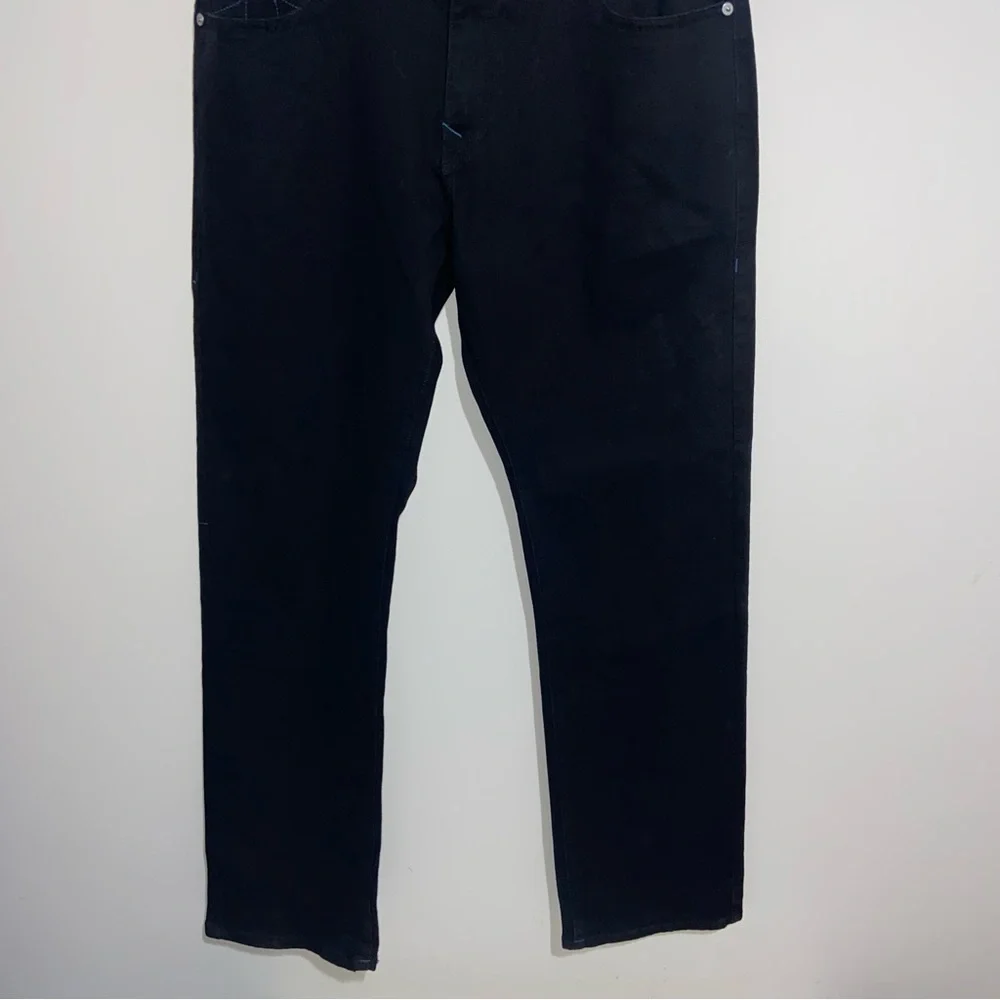 True Religion Jeans Mens 36X34 Ricky Relaxed Straight Denim Black Blue Stitching